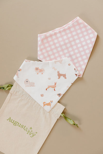 Organic Pima Cotton bandana bib by August & Ivy™ featuring a soft, stylish baby accessory with a trendy bandana design.