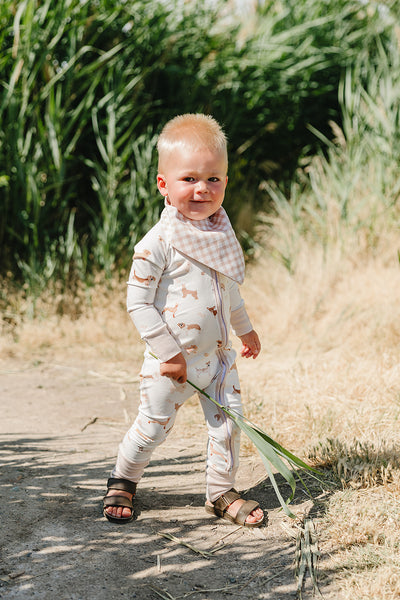 Organic Pima Cotton bandana bib by August & Ivy™ featuring a soft, stylish bib with a classic bandana design for babies.