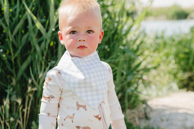 Organic Pima Cotton bandana bib by August & Ivy™ featuring stylish, soft, and absorbent fabric with a classic bandana design.