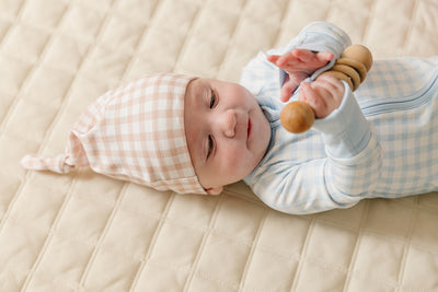 Organic Pima Cotton knotted hat by August & Ivy™ featuring a soft, breathable fabric and stylish knotted design for infants.