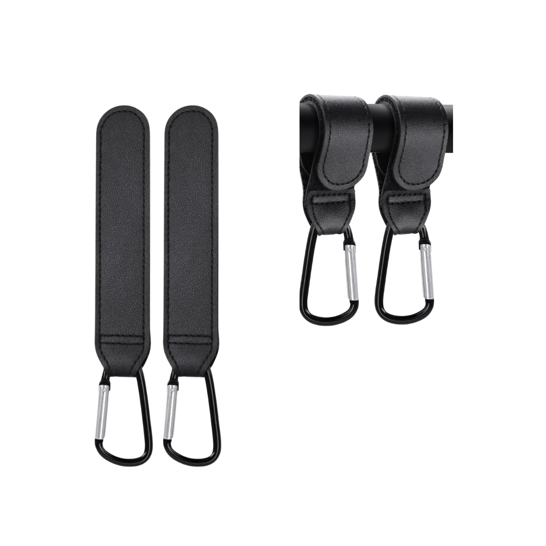 August & Ivy IvyGo™ universal stroller clips attached to a stroller for securing accessories or bags.