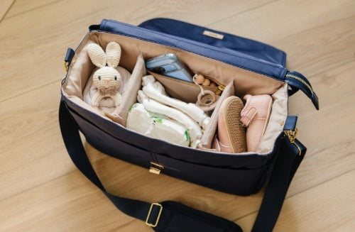 Spacious diaper bag with organized storage for baby essentials